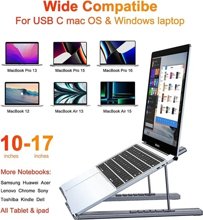 Dudukan Laptop Dengan Adaptor Hub USB
